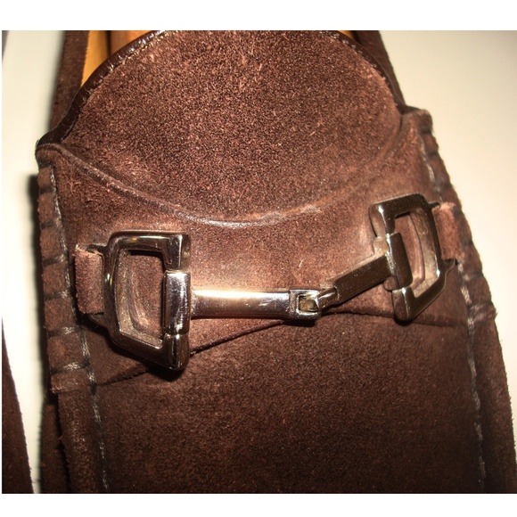 GUCCI Brown Suede Leather w/ Silver Horse Bits Moc Toe Loafers - Picture 6 of 12